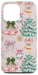 iPhone 13 Pro Max Pink Christmas Cowgirl Boots Xmas Trees Holiday Coquette Case