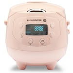 Reishunger Mini Auto Cuiseur Riz (rice cooker) Japonais et Cuiseur Vapeur Rose avec la Fonction de Maintien au Chaud et Bol en Céramique, dont Cuillère et Tasse à Mesurer – 0.6 l pour 1-3 personnes