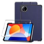 CAUHENYEE Coque pour Xiaomi Redmi Pad SE 8.7" (2024), Ensemble de Protection pour Tablette avec 1 Protecteur d'écran, Fonction Support Vertical - Bleu