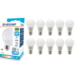 Velamp Ampoule LED, standard A60, culot E27, 9W (806 lumens équivalent à 60W), lumière blanche froide 6500K, technologie SMD, faisceau 200 °, pack de 10 ampoules