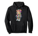 Hip-Hop Teddy-Bear Colorful TeddyBear With Hoodie Graphic Pullover Hoodie