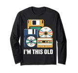 Retro Cassette Tape Floppy Disc CD 90s Birthday Gift Long Sleeve T-Shirt