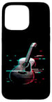 Coque pour iPhone 15 Pro Max Glitch Guitare acoustique – Amateur de musique de guitare vintage