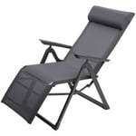 Fauteuil de jardin inclinable Decima ardoise & gris quartz 8 positions en aluminium traité époxy - Hespéride