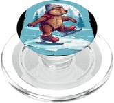 Joli costume de castor d'hiver avec chaussures de patinage sur glace PopSockets PopGrip pour MagSafe