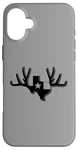 Coque pour iPhone 16 Plus Texas Buck Texas Flag Huge Buck Rack Black Texas Flag