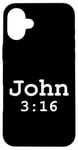 Coque pour iPhone 16 Plus Christian Catholic Faith Sainte Bible Versets typeset John 3:16