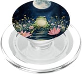 Cottagecore Frog Pond Cute Vintage Midnight Moon Aesthetic PopSockets PopGrip for MagSafe