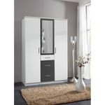 Armoire enfant contemporaine 135 cm Johane I Blanc/anthracite JOKER blc/graphite : armoire 3P/3T/1M