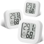 Gotrays - 3 Pièces Mini Thermomètre Intérieur Numérique Hygromètre Humidité Température lcd Affichage Bluetooth Capteur sans Fil Thermomètre pour