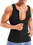 Gotoly T-Shirt Homme Maillots de Corps Gaine Ventre Plat Débardeur Compression Chemises Gainant Abdo Minceur Body Shaper Taille Trainer Gilet sous-vêtements avec éclair et Crochets (3XL, Noir)