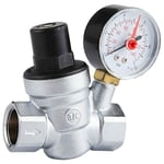 Tophomer - DN15 Vanne de Réduction de Pression d'eau Réglable avec Manomètre Compteur de Pression, Reducteur de Pression d'eau 1/2 pouce Regulateur