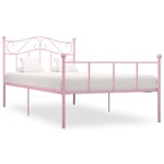 vidaXL Sängram utan madrass rosa metall 90x200 cm Rosa