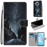 Mountain Road Starry Sky Yhteensopiva Xiaomi Mi 10T Lite 5G -Nahkakotelon Kanssa