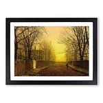 Big Box Art Golden Autumn by John Atkinson Grimshaw Framed Wall Art Picture Print Ready to Hang, Black A2 (62 x 45 cm)