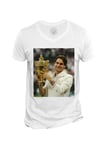 T-Shirt Homme Col V Trophee Grand Chelem Champion Roger Federer Tennis Superstar Sport