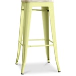 Tabouret de Bar - Design Industriel - Acier & Bois - 76cm - Stylix Jaune pâle