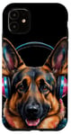 Coque pour iPhone 11 Berger Allemand Écouteurs Chien Alsacien Animaux Imprimé