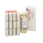 EpilWax - Lot de 12 x Roll On Cire Epilation à la Rose + 100 x Bandes d'Épilation + Huile après Épilation - Jambes, Aisselles, Corps - Facile à étaler et à Retirer