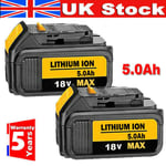 2X DCB184 18V 5.0Ah Battery For DEWALT DCB182 Li-Ion XR Slide DCF885 DCB180 NEW