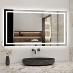 Miroir salle de bain led anti-buée, avec éclairage led 120 x 70cm réversible IP44 commande par effleurement