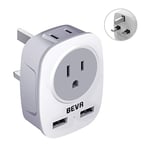 US to UK Plug Adapter, BEVA 2/3 Pin USA to 3 Pin UK Travel Adaptor with 2 USB Slots, Travel Socket Adapter for American/Mexico/Canada/Japan to British, USA to UK Converter Plug Adapter…