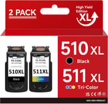 510 511 XL Cartouches d'encre Remanufacturées pour Cartouches Canon PG-510 CL-511 Noir et Couleur, Canon PG-510XL CL-511XL pour Pixma MP280 MP495 MP230 MP250 iP2700 MP252 MP270 MP240 MP490