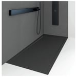 Receveur de douche 70 x 120 cm extra plat QUORE en resine surface ardoisee noir