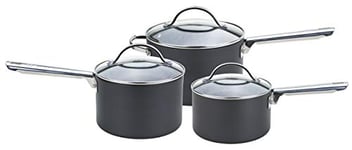 Anolon Professional Casserole à Lait en Aluminium anodisé Dur, casseroles et poêle à Frire, Noir., Aluminium anodisé, Noir, Set of 3