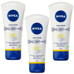 NIVEA 3in1 Q10 Anti-Age Care Hand Cream - 30 ml x 3 Pack