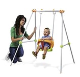 Smoby - Portique Métal Baby Swing - Balançoire Enfant - Dès 6 Mois - Hauteur 120cm - Siège avec Arceau de Sécurité - 310046