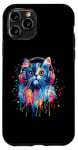 Coque pour iPhone 11 Pro Persian Cat Lovers Pop Art Casque audio amusant chat persan