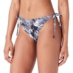 Calvin Klein Women Self-Tie Bikini Bottoms Sport, Multicolor (IP Palm Collage Black AOP), XL