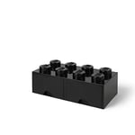 LEGO Brick Drawer 8 Knobs, 2 Drawers, Stackable Storage Box, 9.4 L, Black