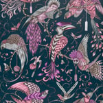 EMMA J SHIPLEY ANIMALIA AUDUBON WALLPAPER PINK W0099/04 EXOTIC BIRDS