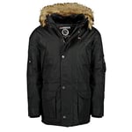 Geographical Norway Abiosaure Men Distribrands - Veste Chaude Homme Impermeable - Manteau Epais Capuche Fourrure Outdoor - Blouson Coupe Vent Hiver Doublure Exterieur (Noir S)