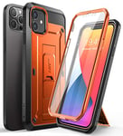 SUPCASE Coque iPhone 12 / iPhone 12 Pro 5G (2020) 6,1 Pouces, Coque Antichoc Intégrale Protection Robuste [Unicorn Beetle Pro] avec Protecteur d'écran Intégré, Béquille, Clip Ceinture (Orange)