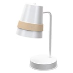 Homemania Lampe de table, métal, blanc, bois