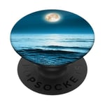 Sea Moon Night Pop Mount Socket Ocean Art Work Waves Blue PopSockets PopGrip: Swappable Grip for Phones & Tablets PopSockets Adhesive PopGrip