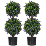 Konstgjorda växter Set om 2, UV-resistent konstgjord växt i blomkruka, 70 cm krukväxt med lavendel för vardagsrum, trädgård