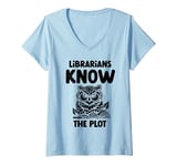 Womens Librarians Know The Plot Librarian Book Reading Books V-Neck T-Shirt