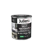 Julien Peinture Multi-Matériaux Satin en phase Aqueuse - Bois, Fer, Alu, PVC, Zinc, Acier galvanisé, brut ou peint - Noir 0,5 L