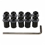 MeaccelerRubber-Kit de vis de 2,2 d'écrou de pare-brise anodisé de capot de carénage de pare-brise de moto,M5,16mm,bien kg,10 pièces - Type 10 pcs Black