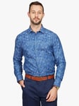 Simon Carter Fish Jacquard Regular Fit Shirt, Indigo Blue