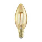 EGLO Ampoule LED E14 dimmable, lampe Edison à incandescence Golden Vintage, forme bougie, éclairage rétro, 4 watts (correspond à 28 watts), 300 lumens, blanc chaud, doré, 1700 Kelvin, C35, Ø 3,5 cm