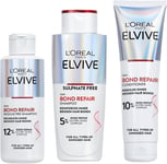 L’Oreal Paris Elvive Bond Repair Full Routine Set for Damaged Hair, Pre-Shamp