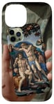 Coque pour iPhone 14 Noir Art Déco Floral Michel-Ange Création Of Adam Sixtine