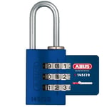 ABUS Combination Lock 145/20 Blue - Luggage Lock, Locker Lock and Much More. - Aluminium Padlock - Individually Adjustable Numerical Code - ABUS Security Level 3