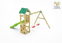 Structure de jeux en bois avec toboggan et balançoire double Charly Fungoo