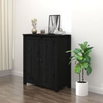 Buffet Bahut Meuble de rangement Commode Noir 70x35x80 cm Bois massif de pin 42439